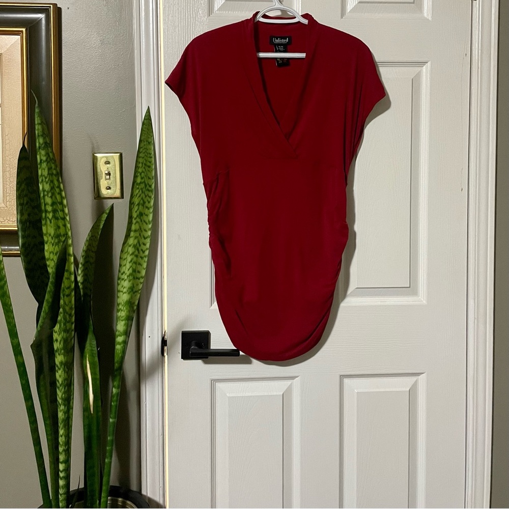 Unlisted A Kenneth Cole Production Red Blouse with Ruched Sides